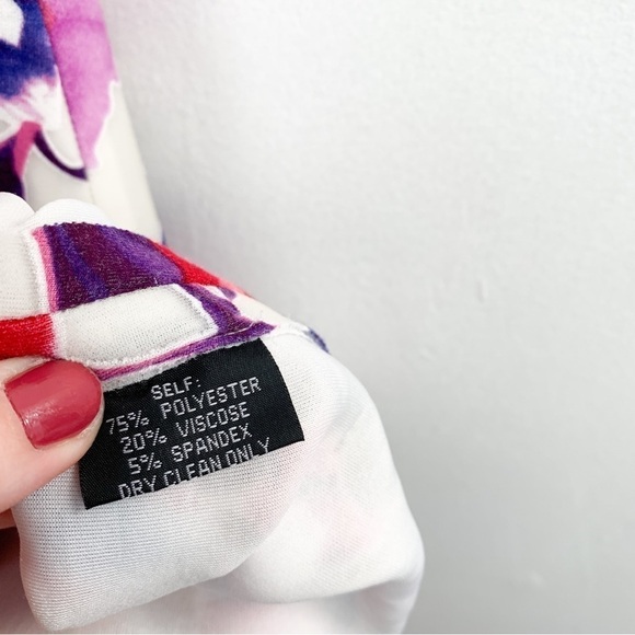 Rickie Freeman for Teri Jon Purple Floral High Neck Knee Length Dress Sz 12 - Picture 10 of 10